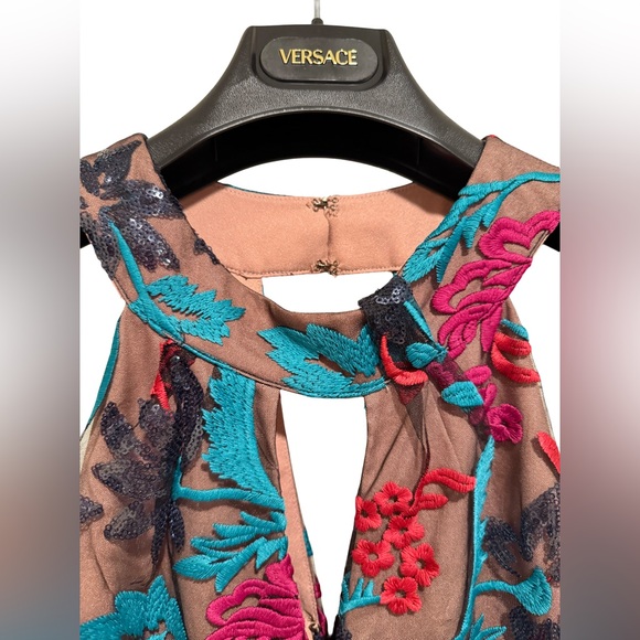 Harlyn Nordstrom NWT Sz S Navy Pink Embroidered Halter Cocktail Dress (0612) - Picture 8 of 16